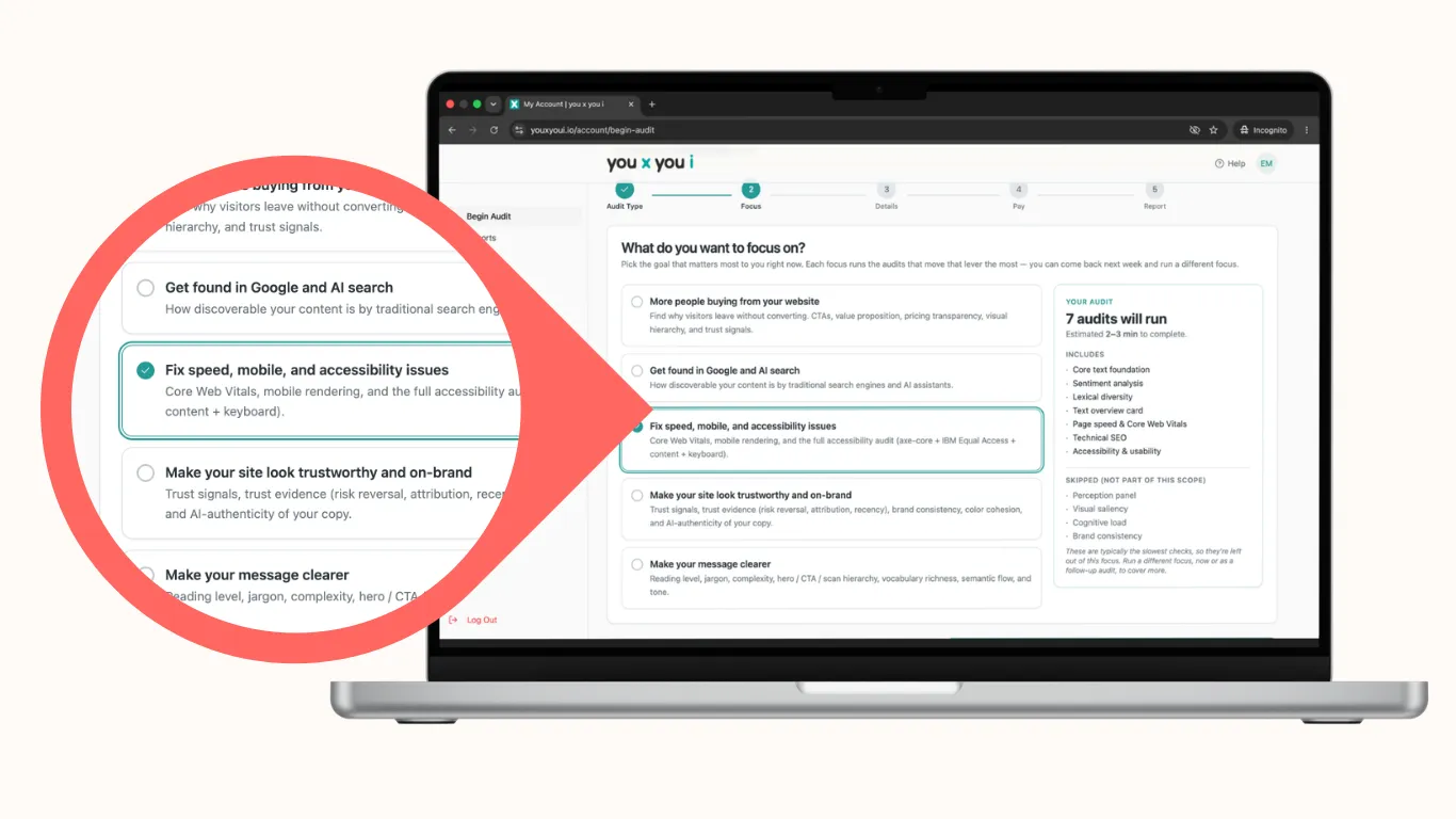 Run a you x you i audit on your top product and category pages Run a you x you i audit on your top product and category pages