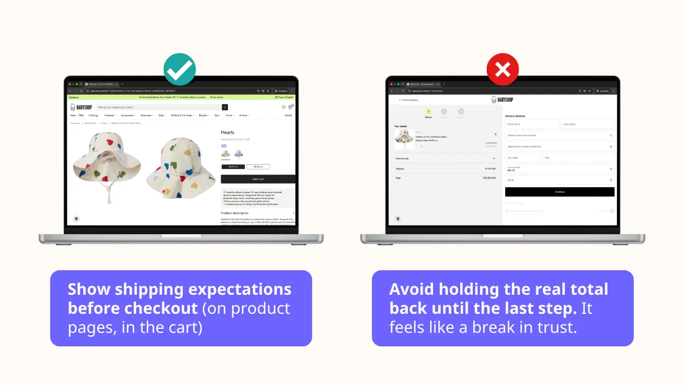 Show shipping expectations before checkout Show shipping expectations before checkout
