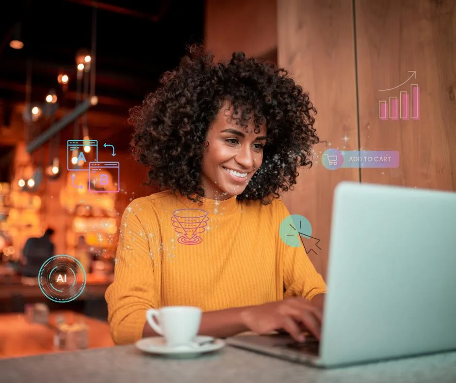 Business growth visualization showing website optimization and user experience improvement